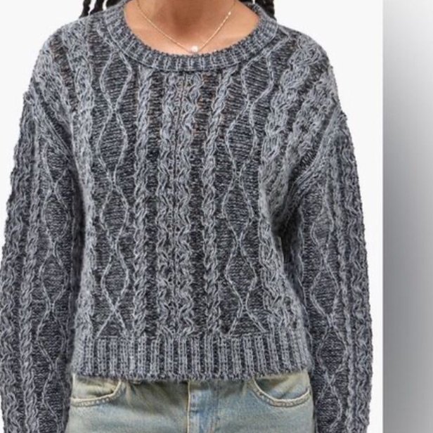 Bdg For Urban Outfitters Black Gray Acid Crop Cable Sweater Sz Xs Nwt